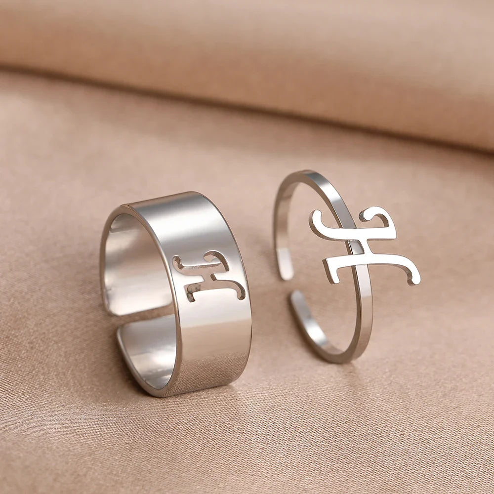 Adjustable Couples Matching Letter Rings