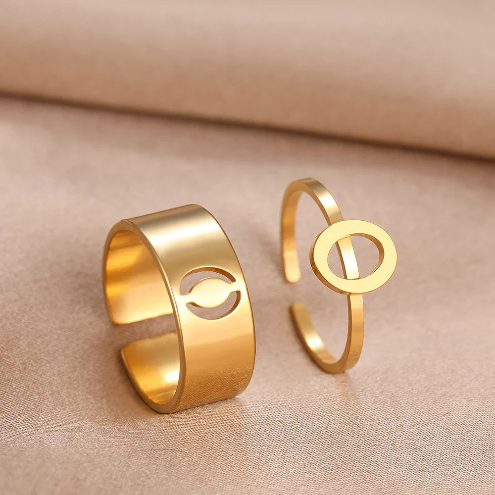 Adjustable Couples Matching Letter Rings