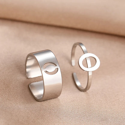 Adjustable Couples Matching Letter Rings