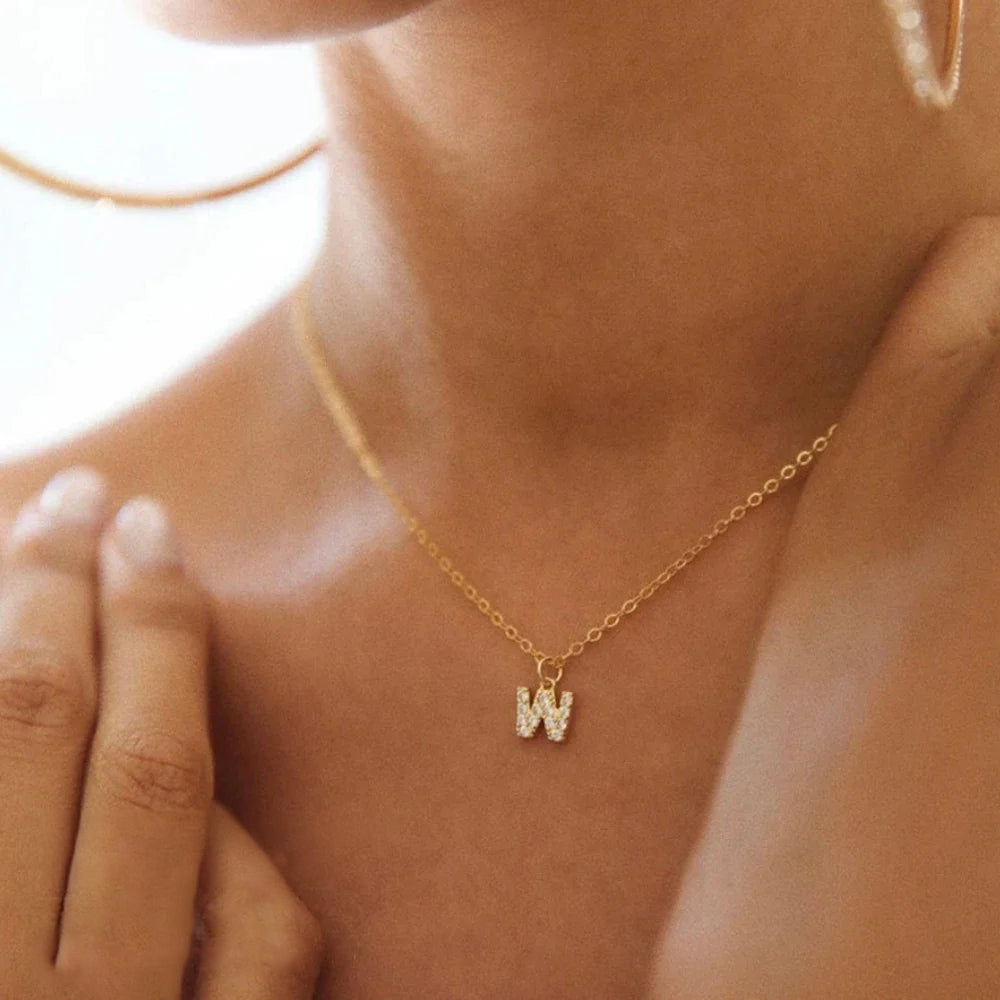 Dainty Zircon Letter Initial, Number, Symbol Chain Necklace