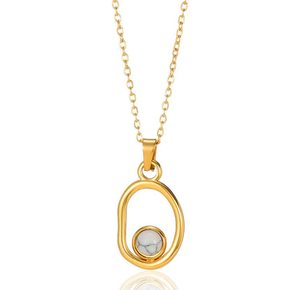 Dainty Circle Outline Stone Necklace
