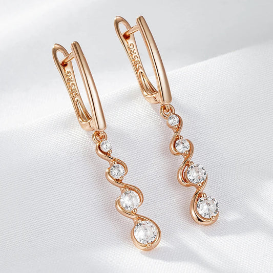 Dainty Dangle Diamonds Swirl Earrings