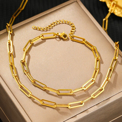 Paperclip Chain Bracelet and Necklace Set