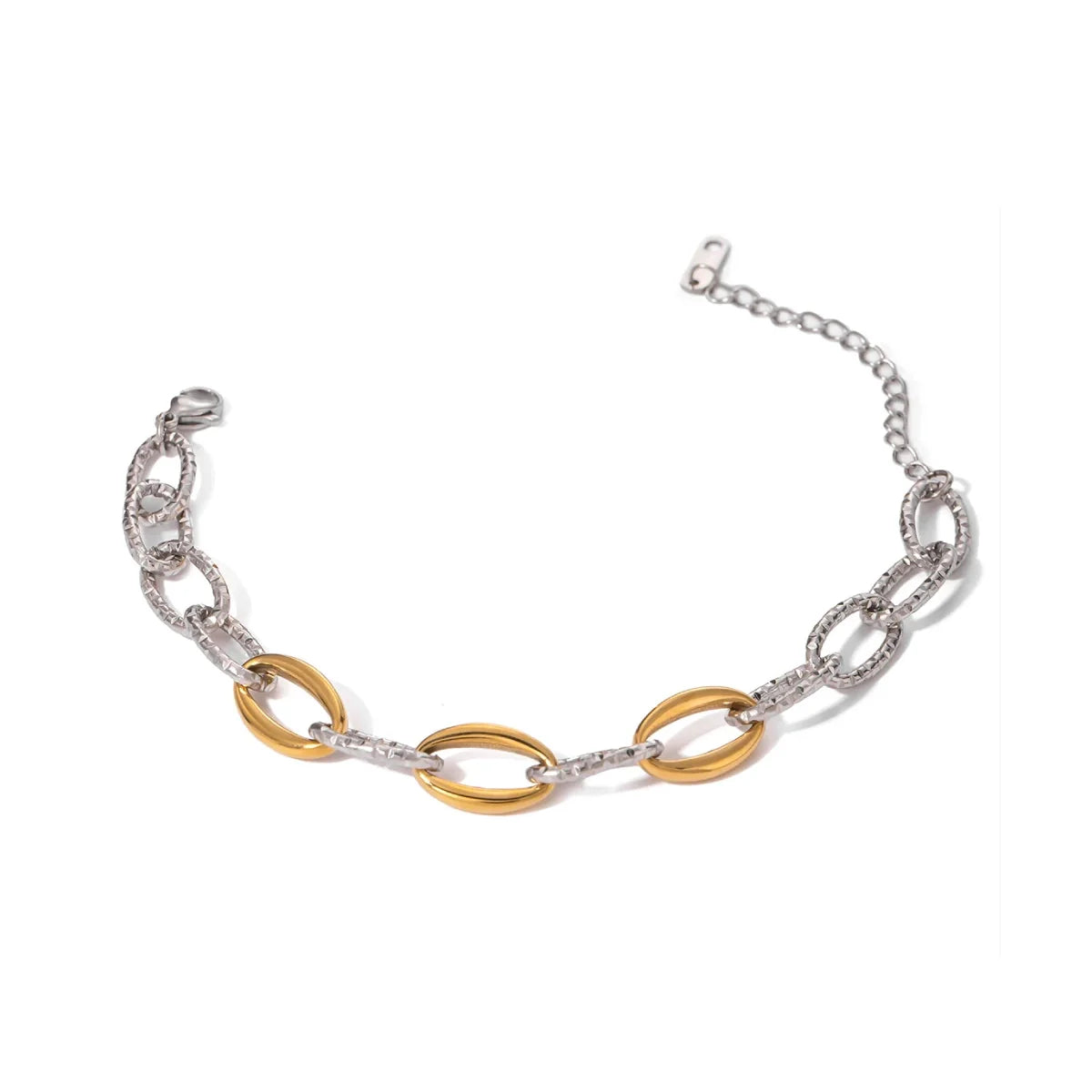 Classy Two Tone Textured Silver Bracelet