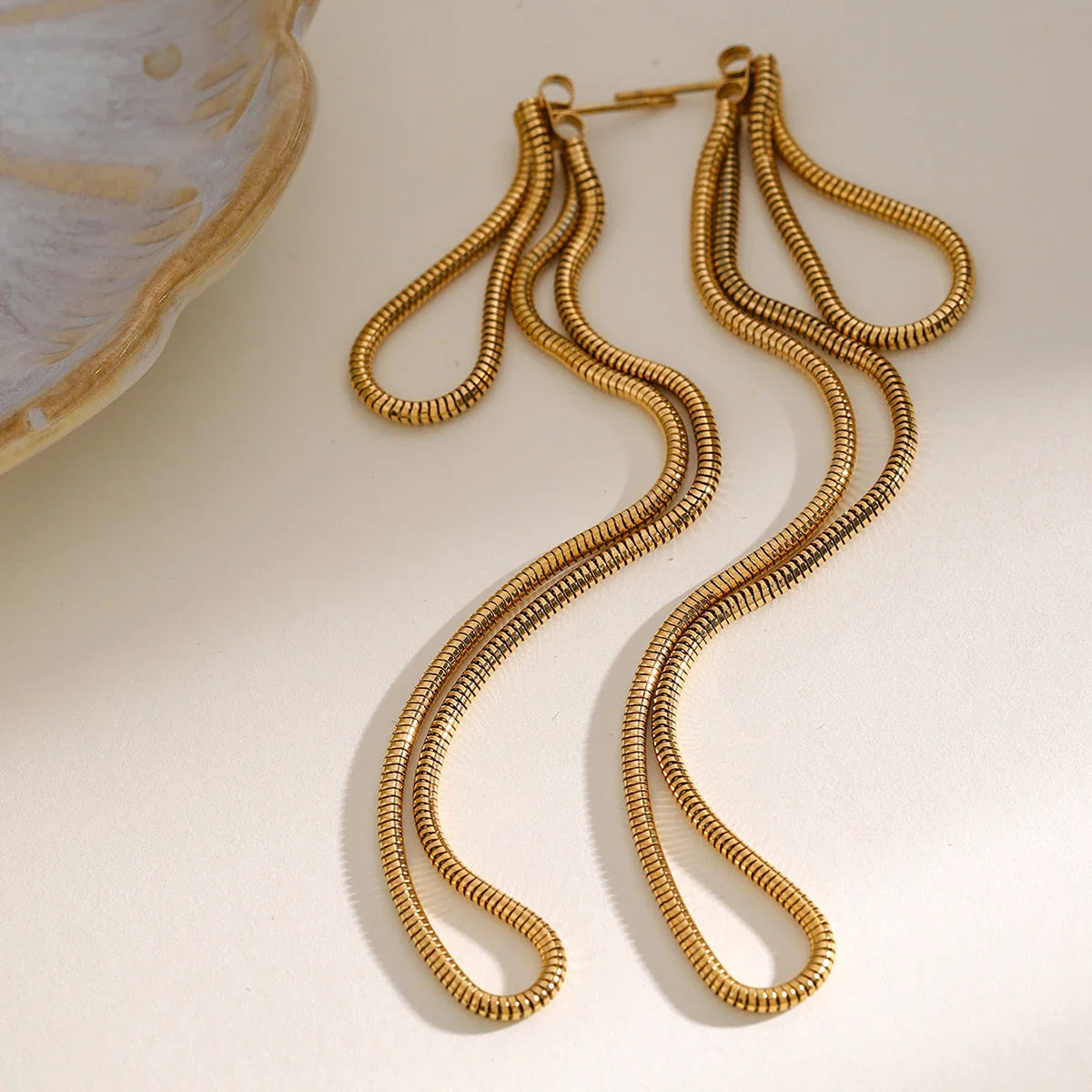 Classy Snake Chain Tassel Stud Earrings