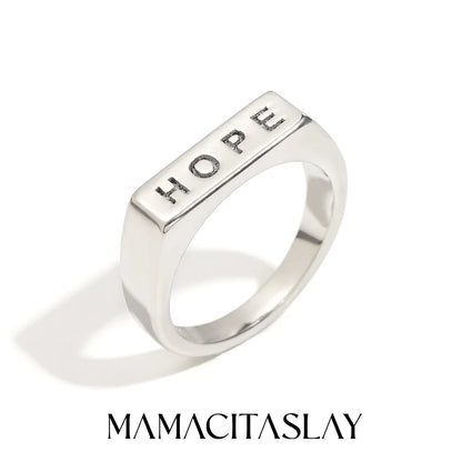 MamacitaSlay 316L roestvrij staal "HOPE" letterring, waterdichte feestsieraden, klassieke bedelring voor dames, 2025, nieuw trendcadeau