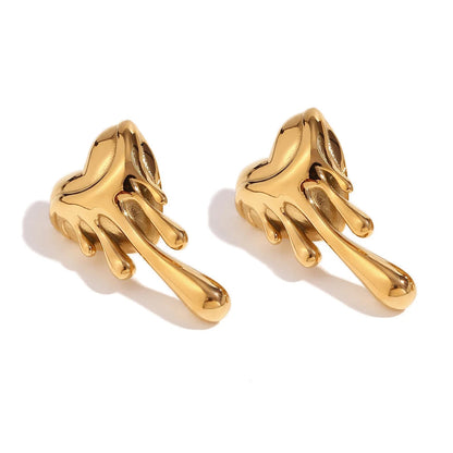 18k Melting Heart Stud Earrings
