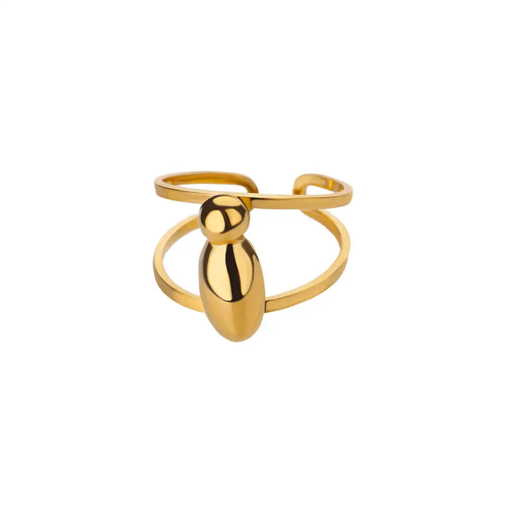 Adjustable Open Band Bubble Letter Initial Ring