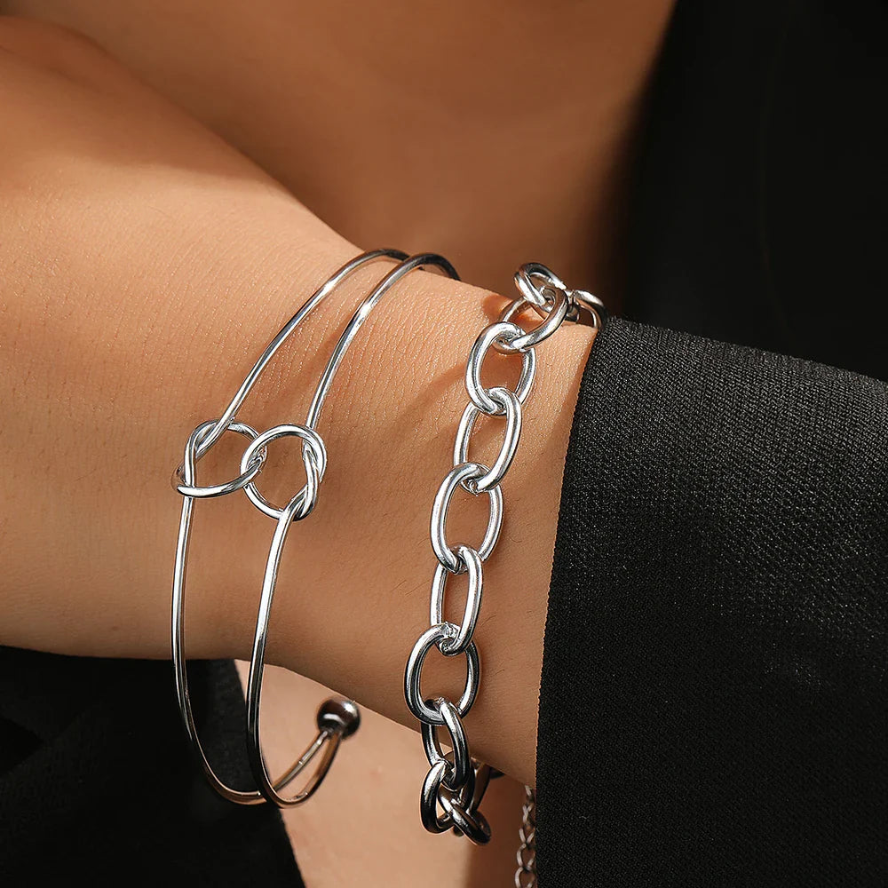 Dual Knot Paperclip Bracelet Stack