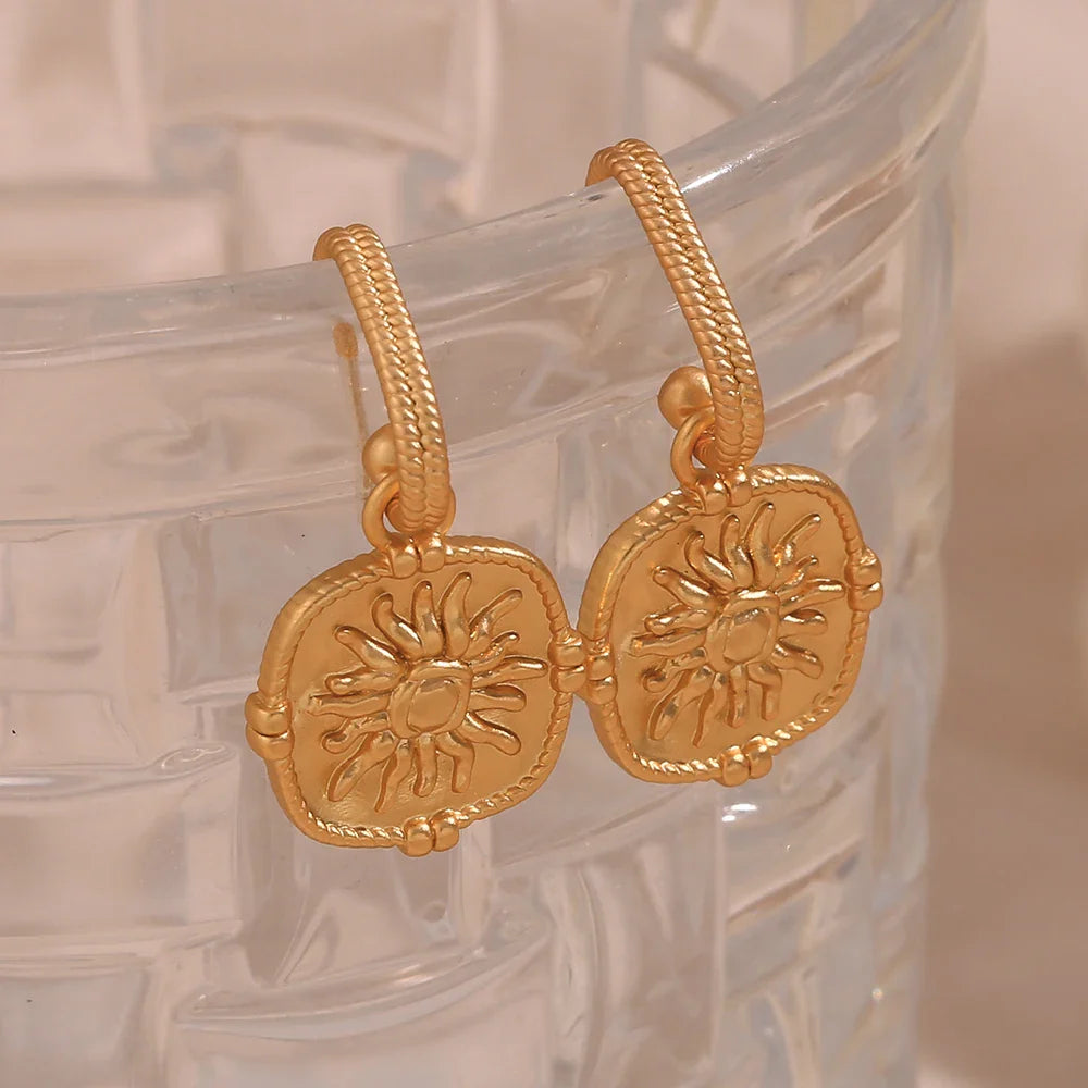Dainty Sun Charm Textured Earring