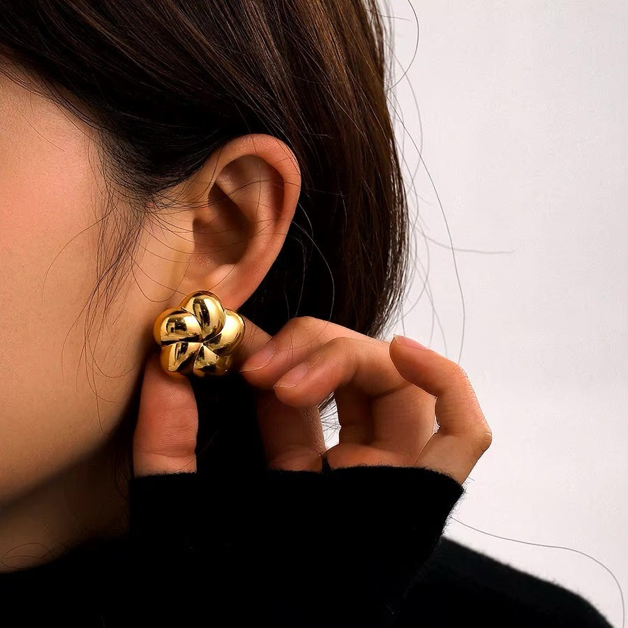 Spiral Bubble Floral Stud Earrings