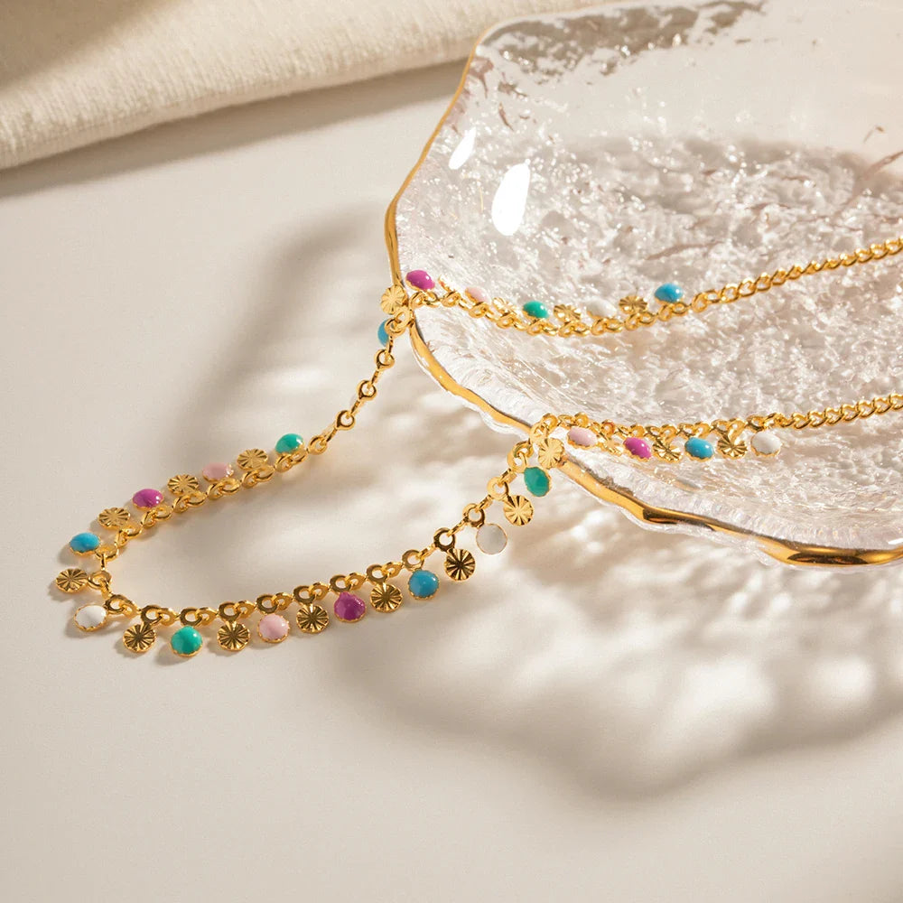 Bohemian Colorful Droplet Necklace