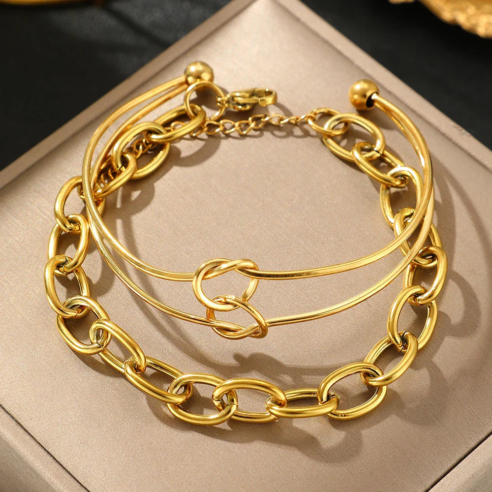 Dual Knot Paperclip Bracelet Stack