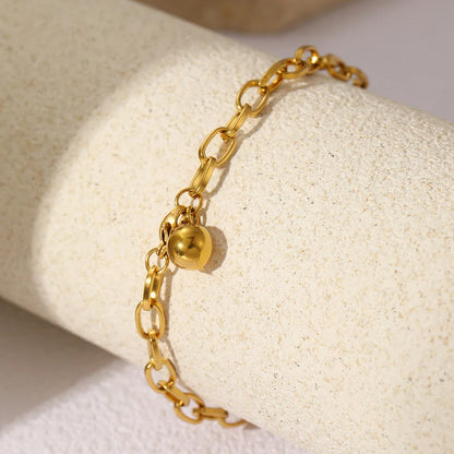 Chunky Paperclip Tassel Ball Bracelet