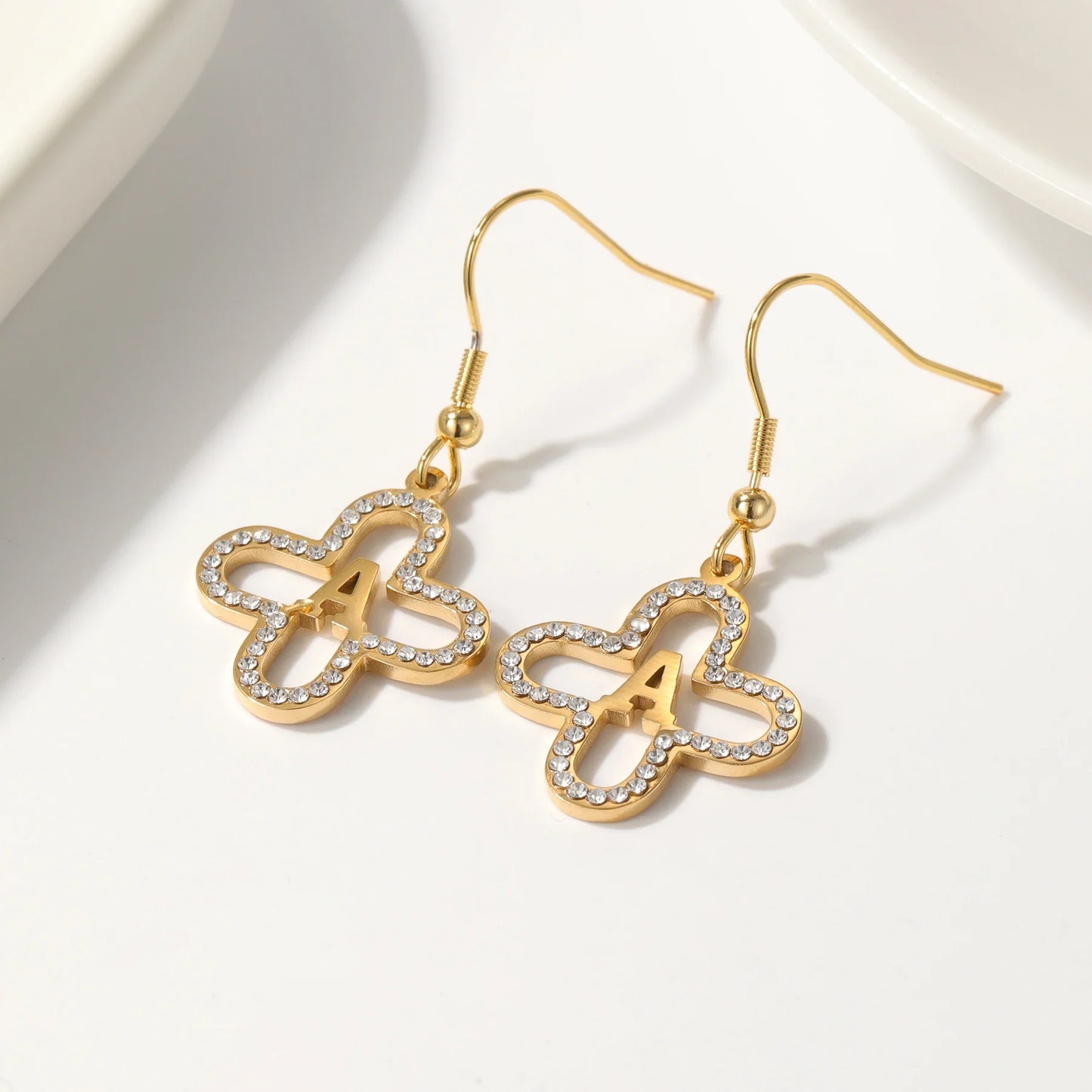 Classy Floral Letter Initial Earrings