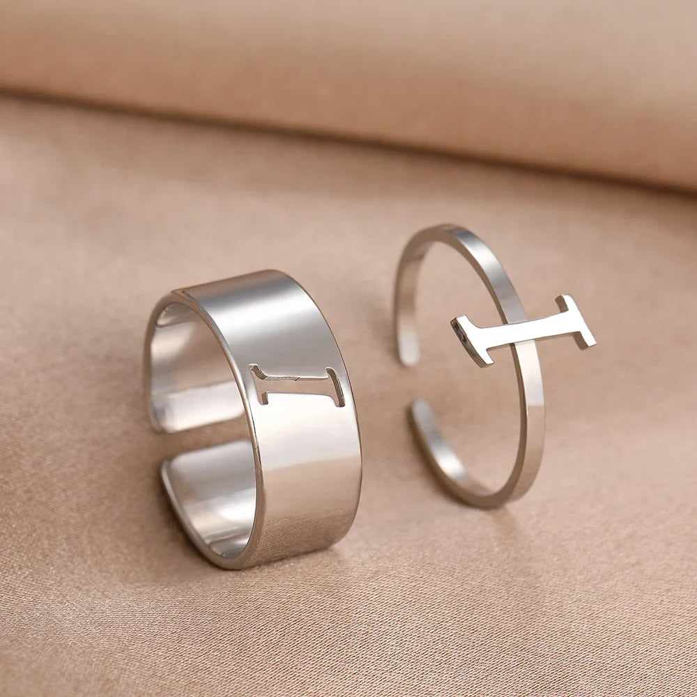 Adjustable Couples Matching Letter Rings