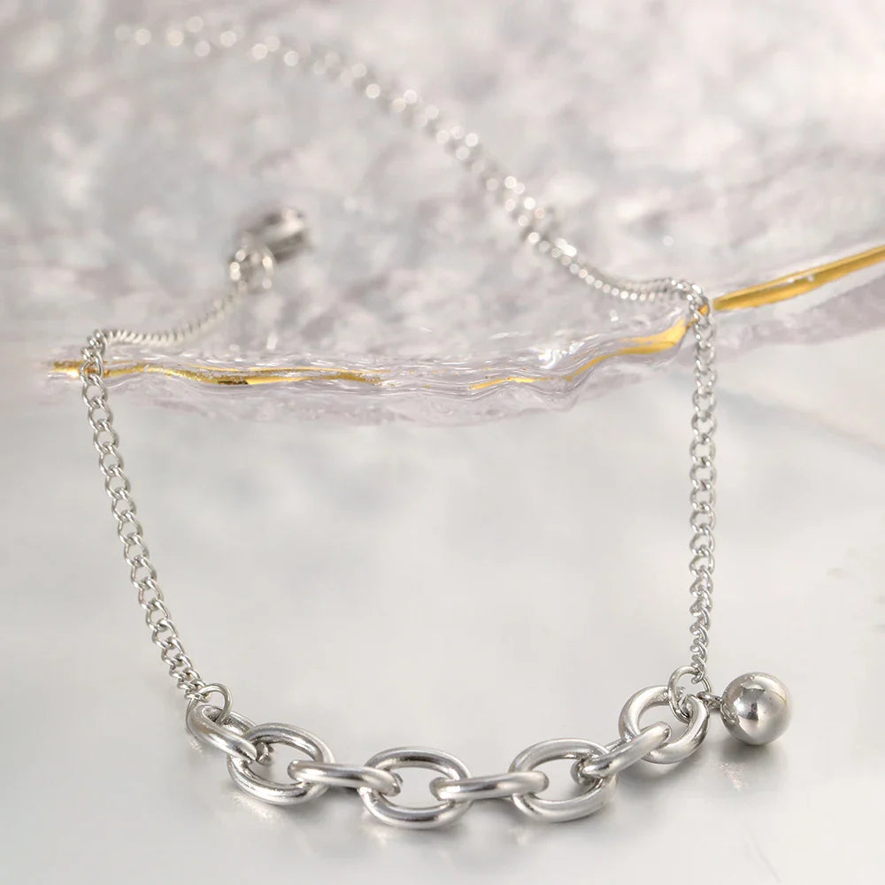 Dainty Curb & Bold Paperclip Chain Bracelet