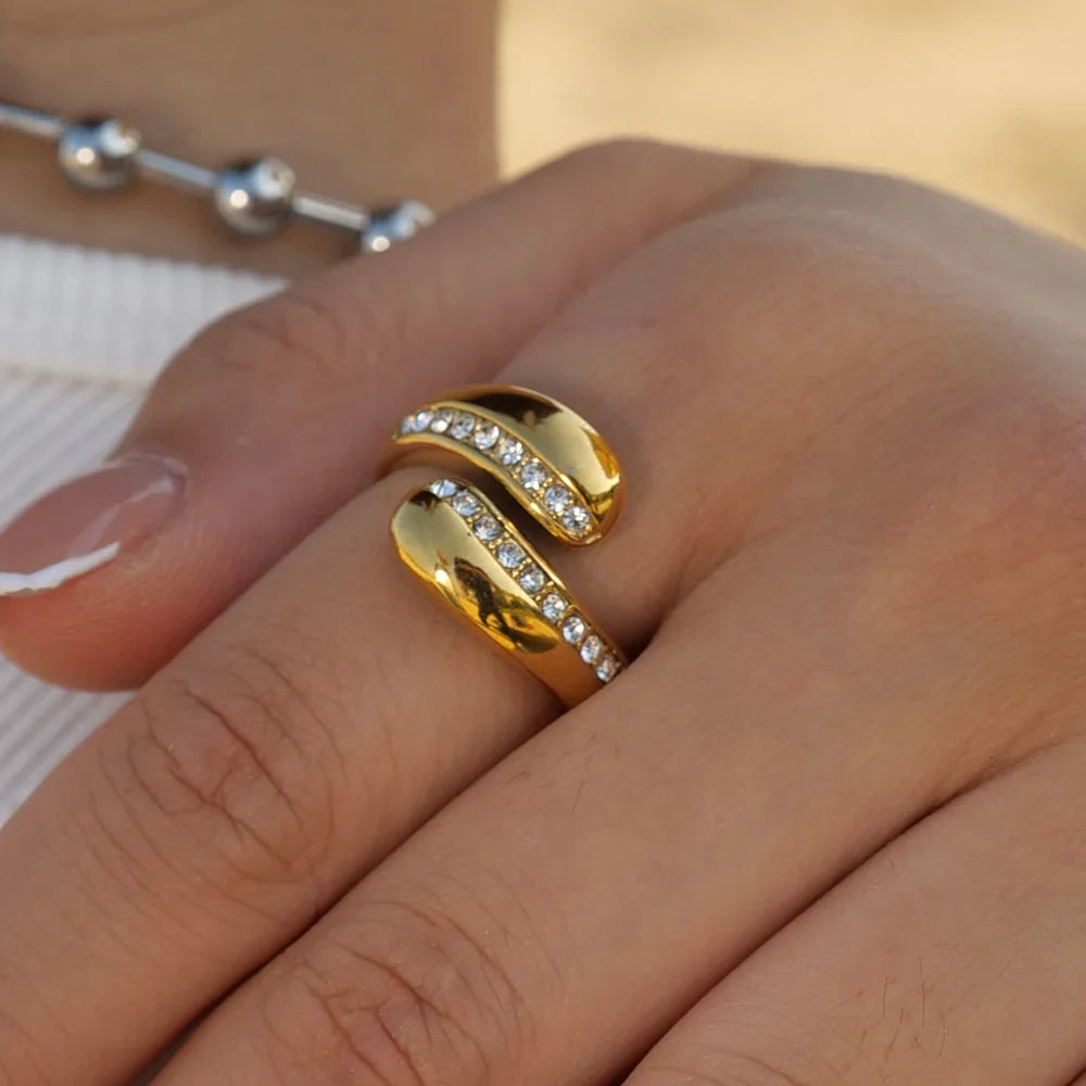 Chunky Diamond Accented Wrap Ring