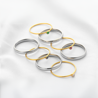 Personalized Name & Birthstone Stack Rings