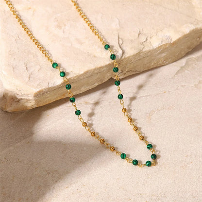 Dainty Gold & Malachite Stone Necklace