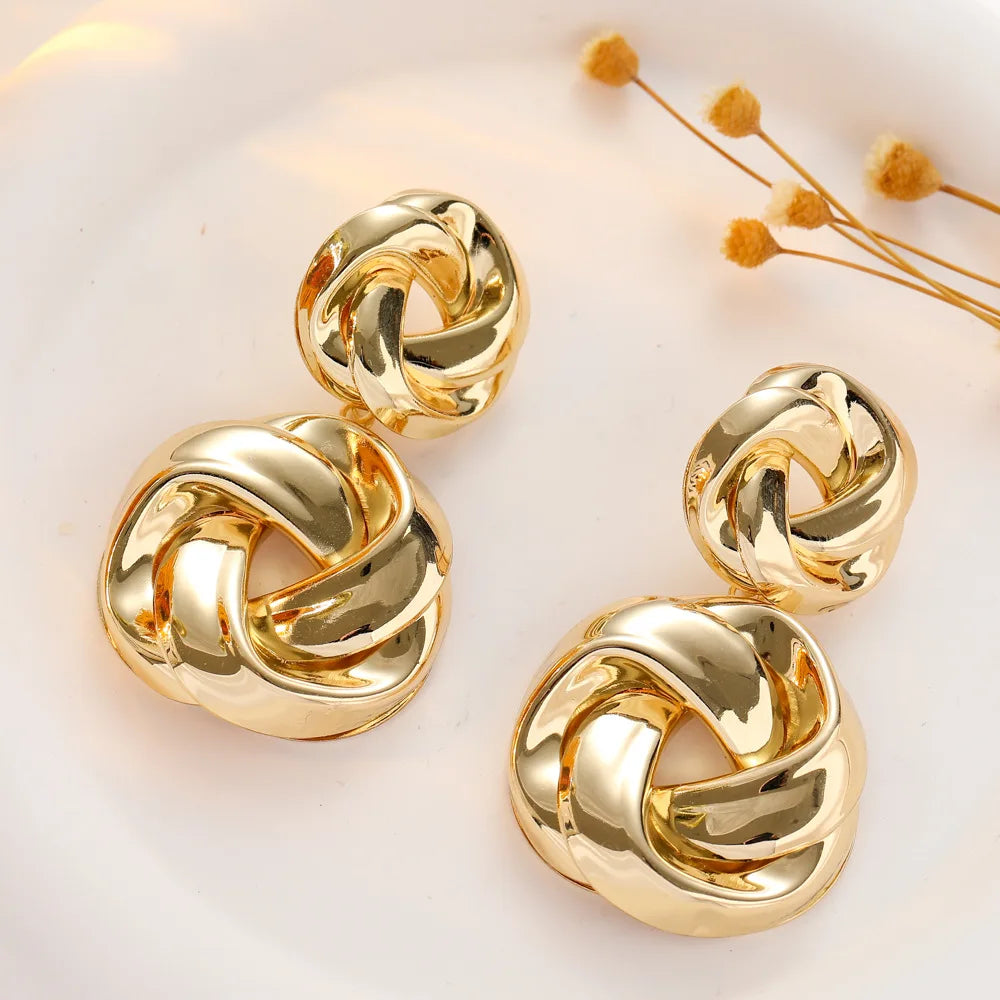 Stacked Pretzel Spiral Twist Earrings