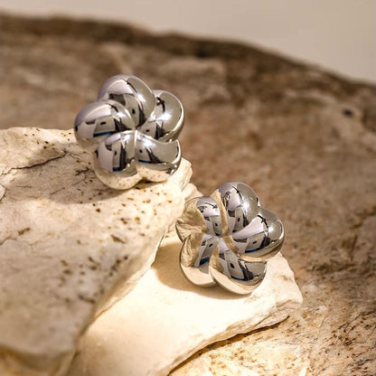 Spiral Bubble Floral Stud Earrings