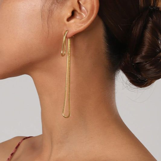 Classy Snake Chain Tassel Stud Earrings