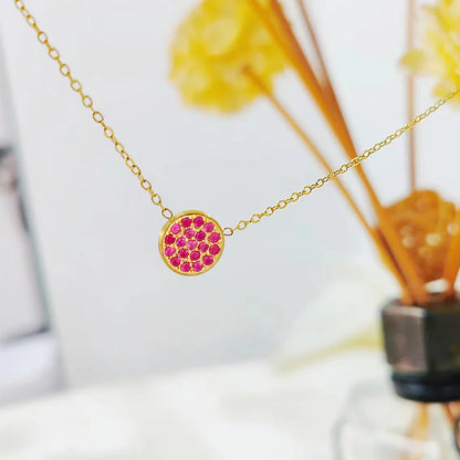 Dainty Diamond Speckled Birthstone Circle Necklace