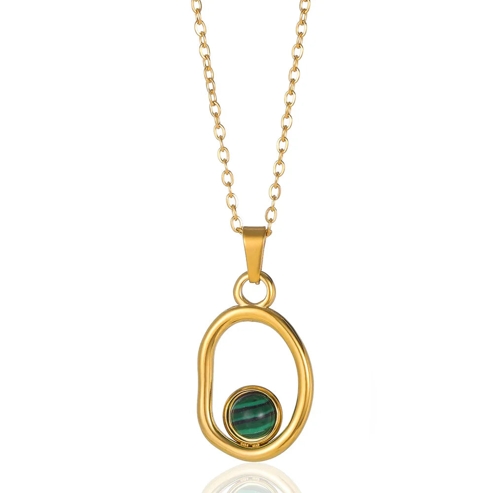 Dainty Circle Outline Stone Necklace