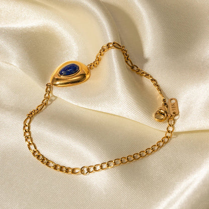 18k Figaro Chain Lapis Bracelet