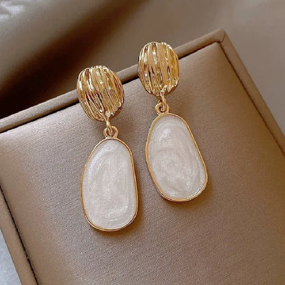 Textured Golden Enamel Earrings