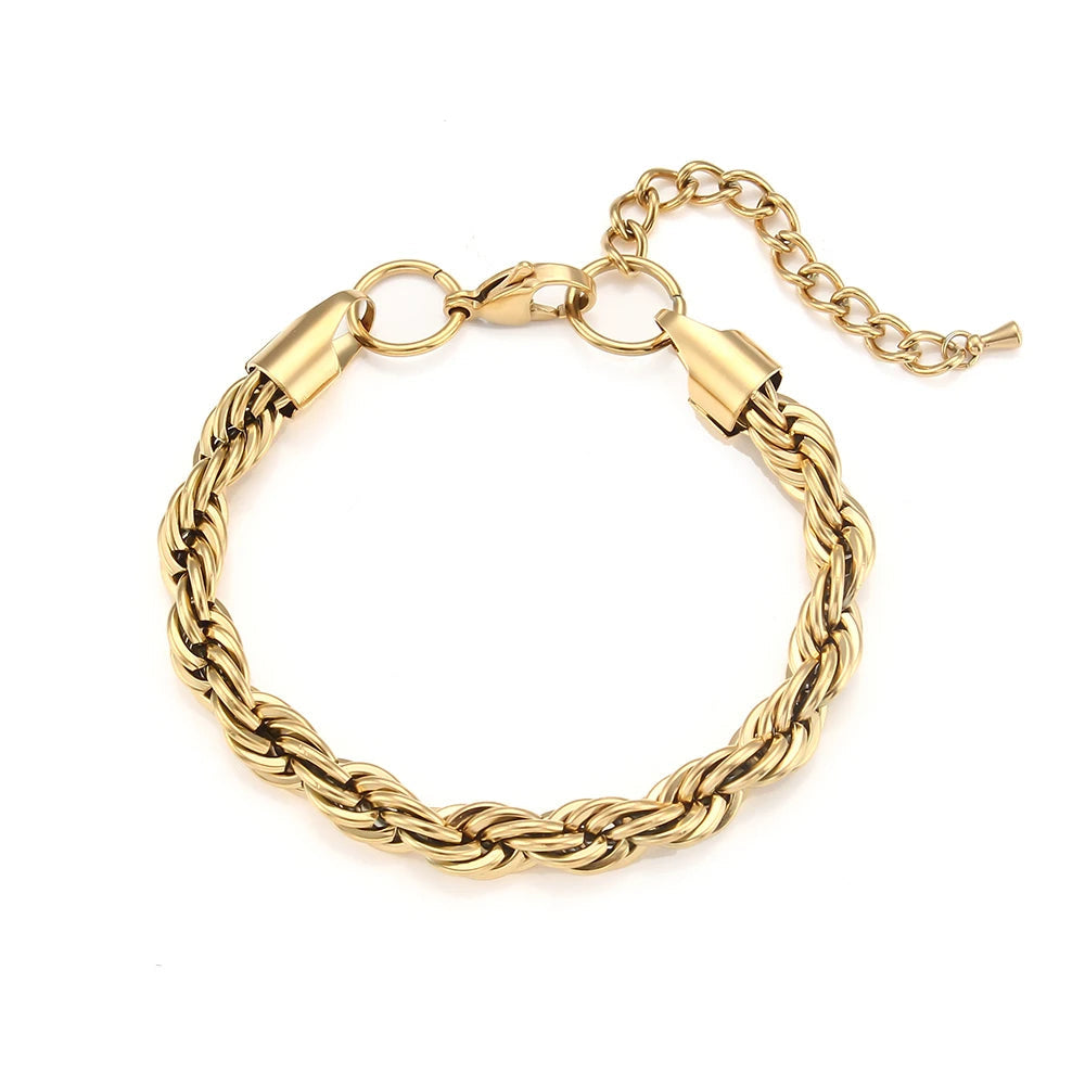 18k Thick 8mm Rope Bracelet and Necklace