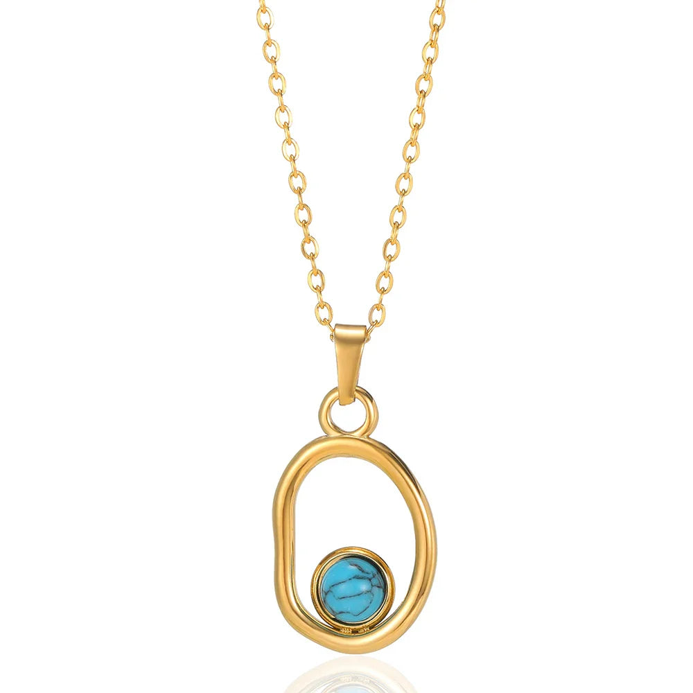 Dainty Circle Outline Stone Necklace