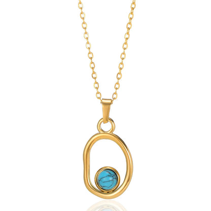 Dainty Circle Outline Stone Necklace