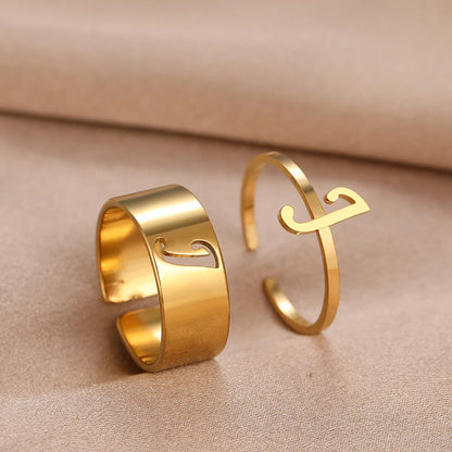 Adjustable Couples Matching Letter Rings