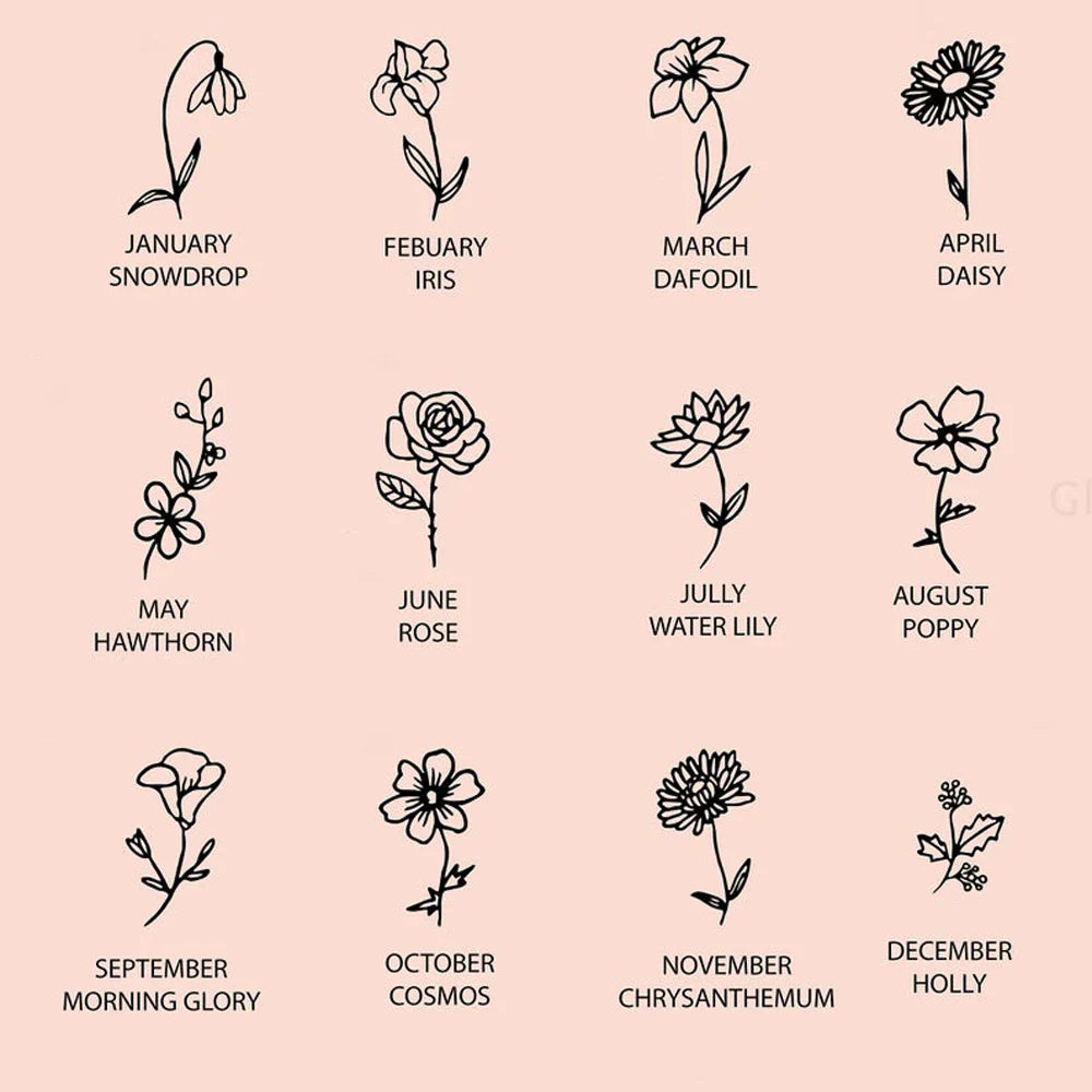 Dainty Birth Flower & Birthstone Chain Bracelet