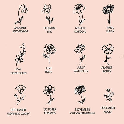 Dainty Birth Flower & Birthstone Chain Bracelet