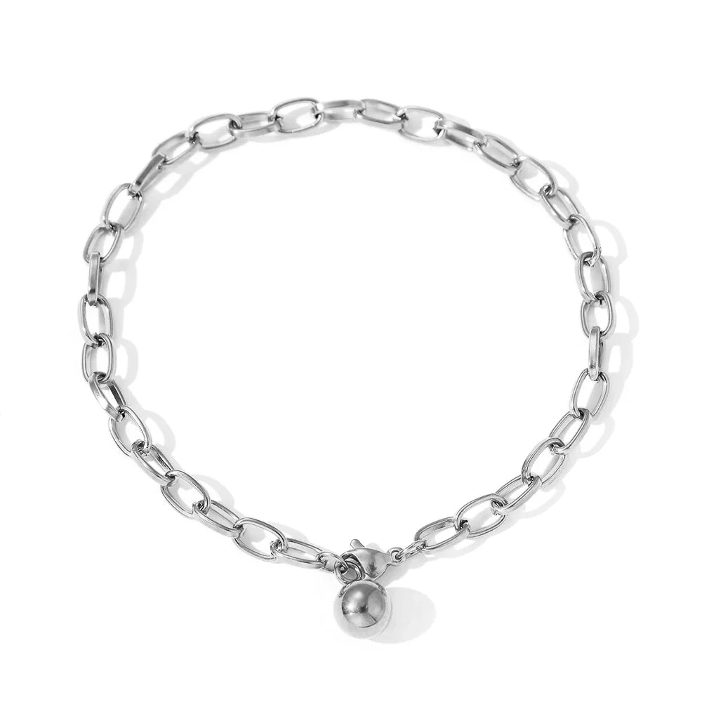 Chunky Paperclip Tassel Ball Bracelet