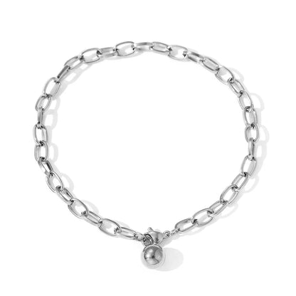 Chunky Paperclip Tassel Ball Bracelet