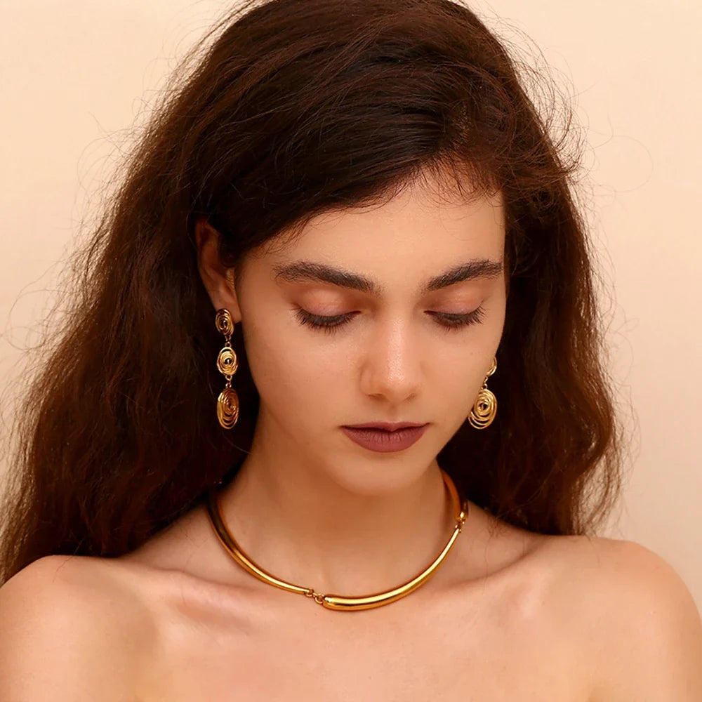 Classy Patterned Triple Dangle Earrings