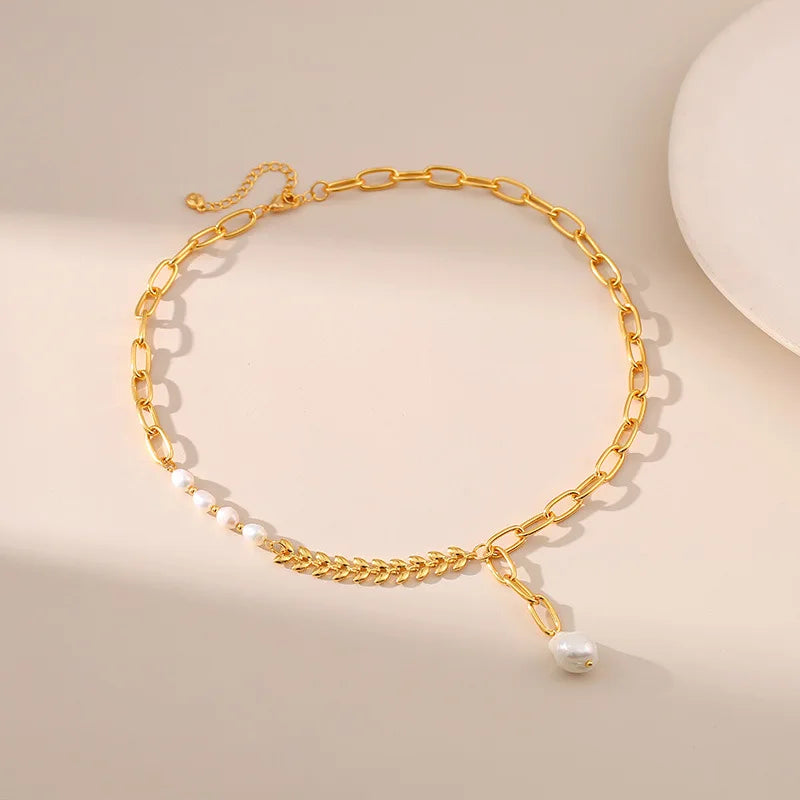 18k Minimal Mix Chain Lariat Necklace