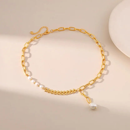 18k Minimal Mix Chain Lariat Necklace