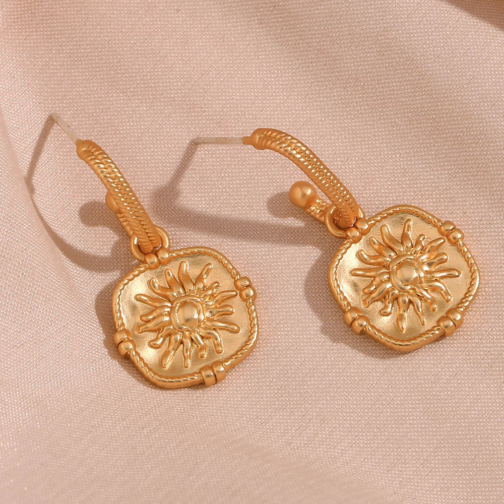 Dainty Sun Charm Textured Earring