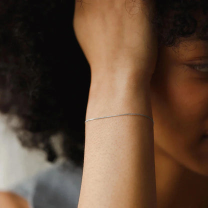 18k S925 Minimal Thin Curb Bracelet