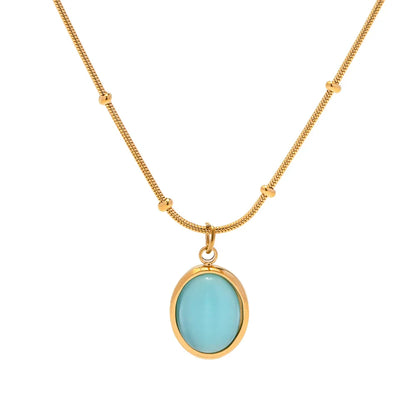 18k Blue Opal Satellite Chain Necklace