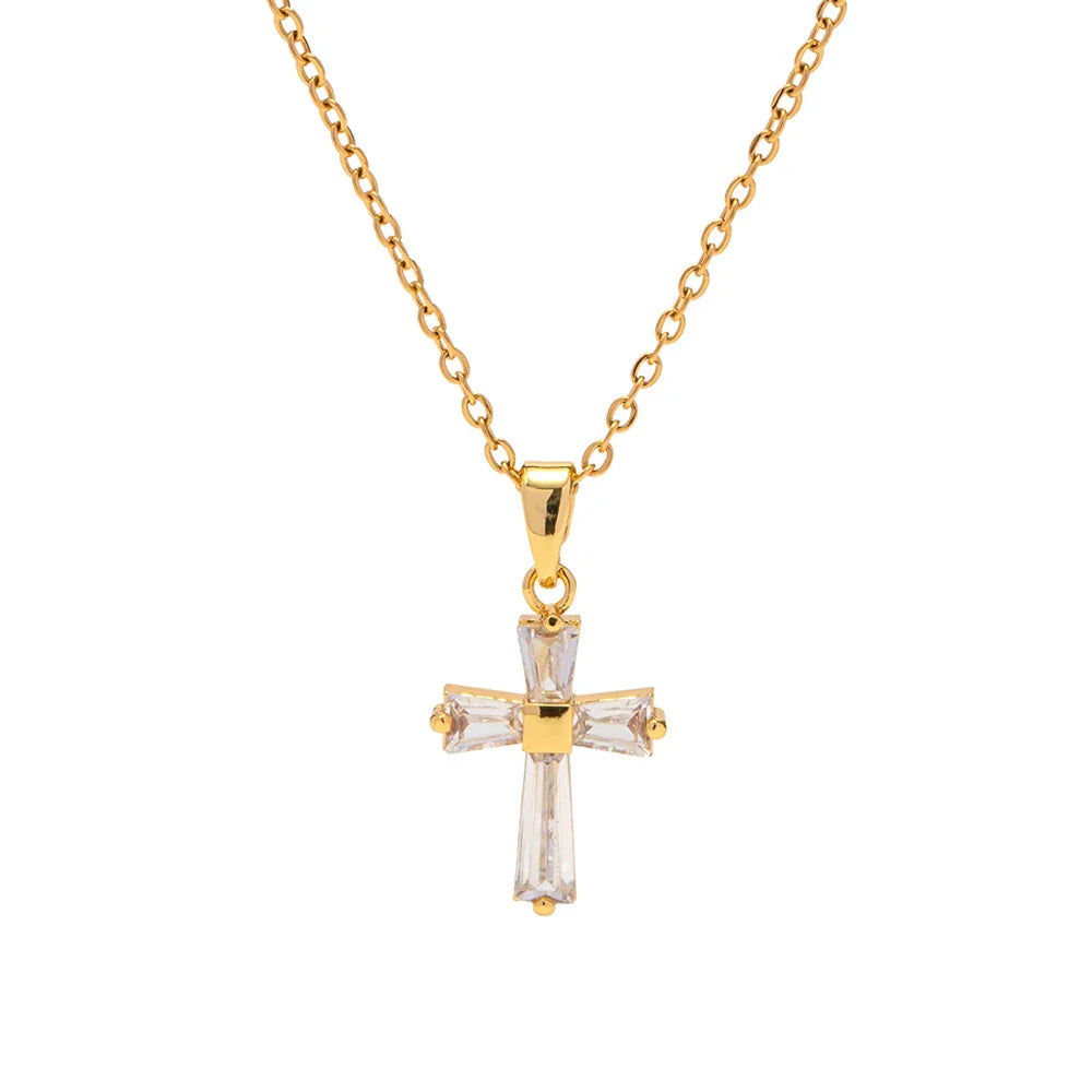 Dainty Diamond Cross Pendant Necklace