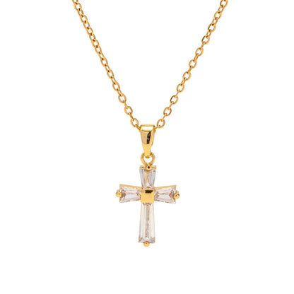 Dainty Diamond Cross Pendant Necklace