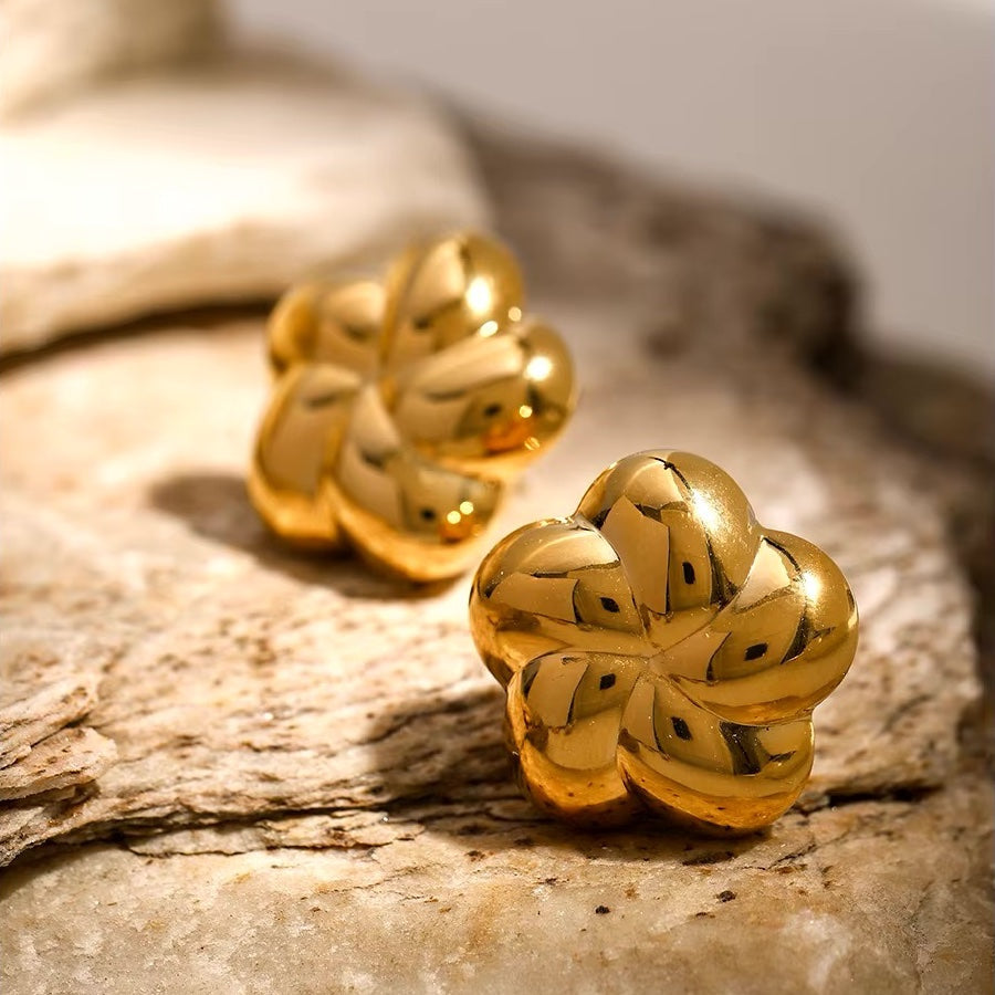 Spiral Bubble Floral Stud Earrings