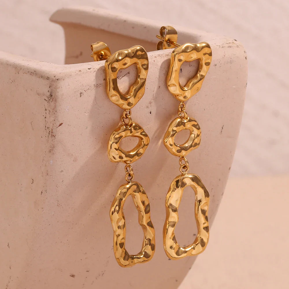 Classy Patterned Triple Dangle Earrings