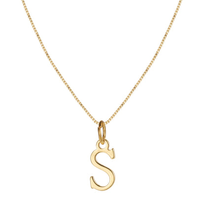 14k Minimal Serif Initial Necklace
